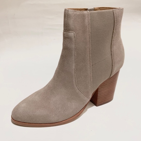 Soludos Emma Mineral Grey Suede Ankle Booties Leather Casual Block Heel Boots 10 - Picture 8 of 12